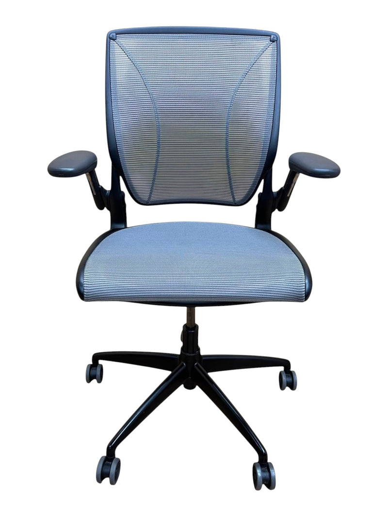 Humanscale Diffrient World Ergonomic Task Chair – Grey Mesh, Black Frame, Adjustable Arms (Refurbished)