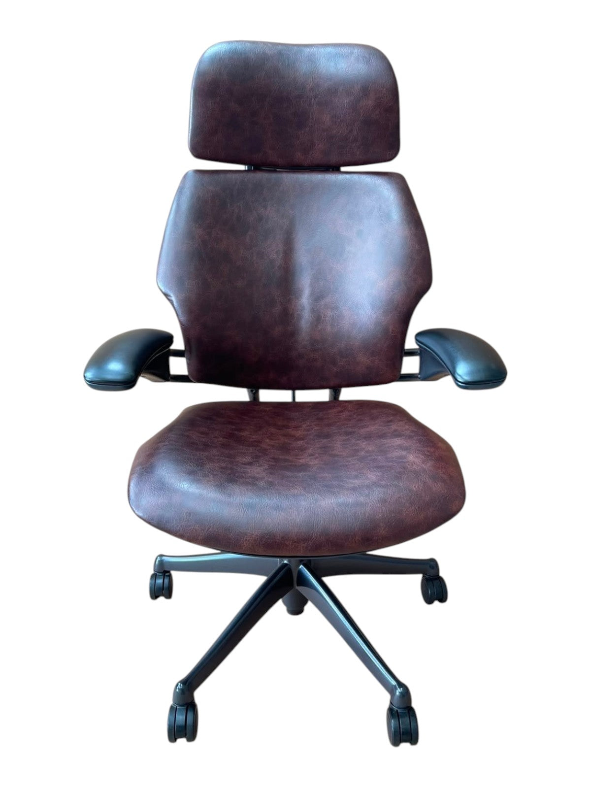 Refurbished Humanscale Freedom Headrest Chair – Brown PU Leather