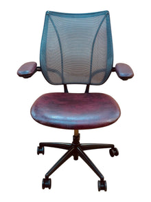 Refurbished Humanscale Liberty Chair – Oxblood Leather Seat image 1