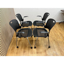 4 X Herman Miller Caper Stackable Chairs With Wheels And Armrests - UK Delivery