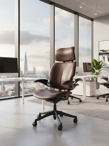 Refurbished Humanscale Freedom Headrest Chair – Brown Cowhide Leather image 2