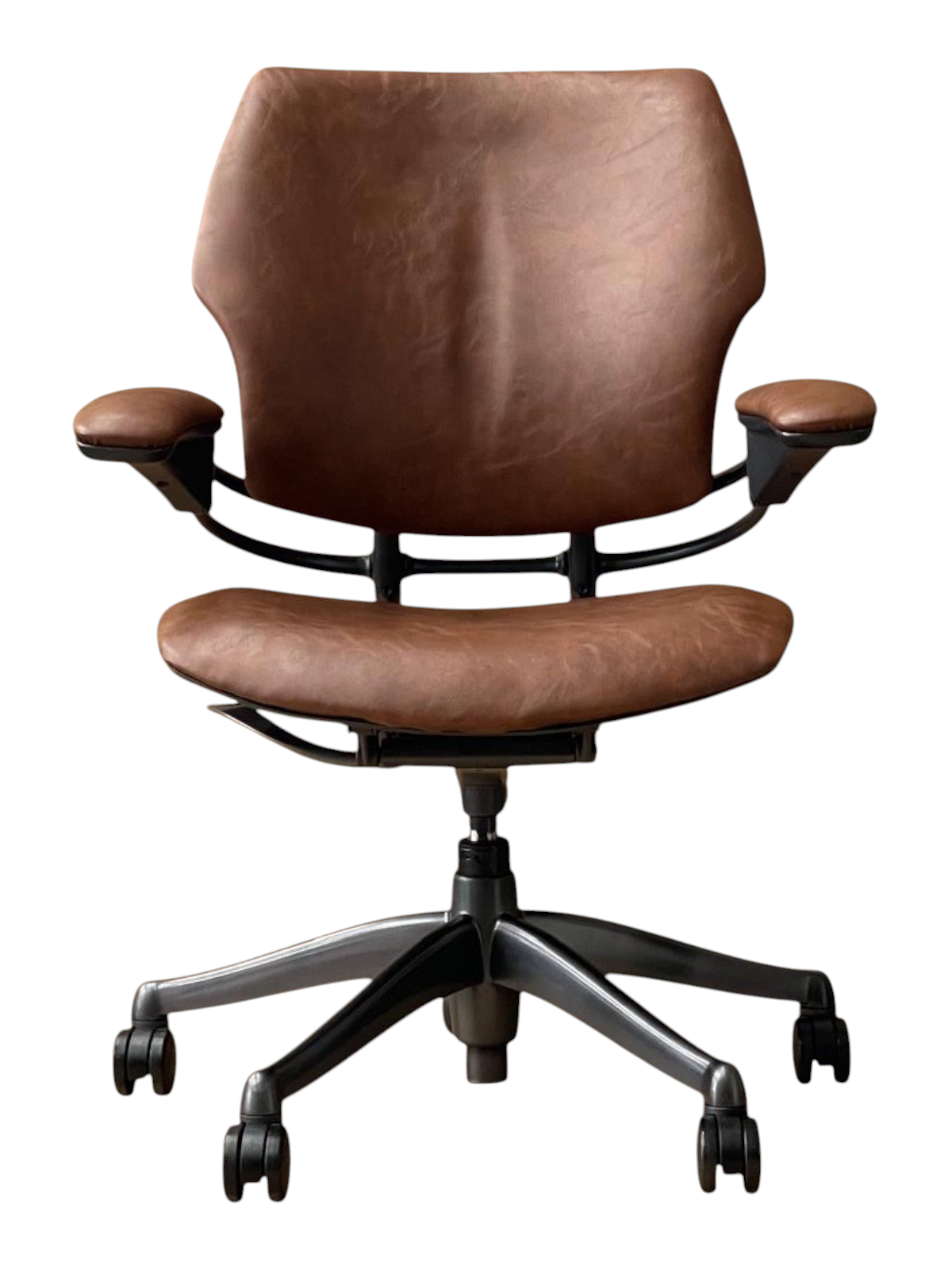 Refurbished Humanscale Freedom Leather Chair – Vintage Oak
