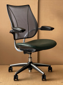 Humanscale Liberty Chair – Green Distressed Leather – Refurbished image 1