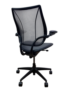 Humanscale liberty - light black distressed leather seat greyish mesh- black frame - refurbished image 2