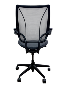Humanscale liberty - light black distressed leather seat greyish mesh- black frame - refurbished image 3