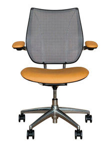 Refurbished Humanscale Liberty Mesh Chair – Tan Leather & Polished Frame image 1