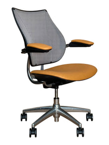 Refurbished Humanscale Liberty Mesh Chair – Tan Leather & Polished Frame image 3