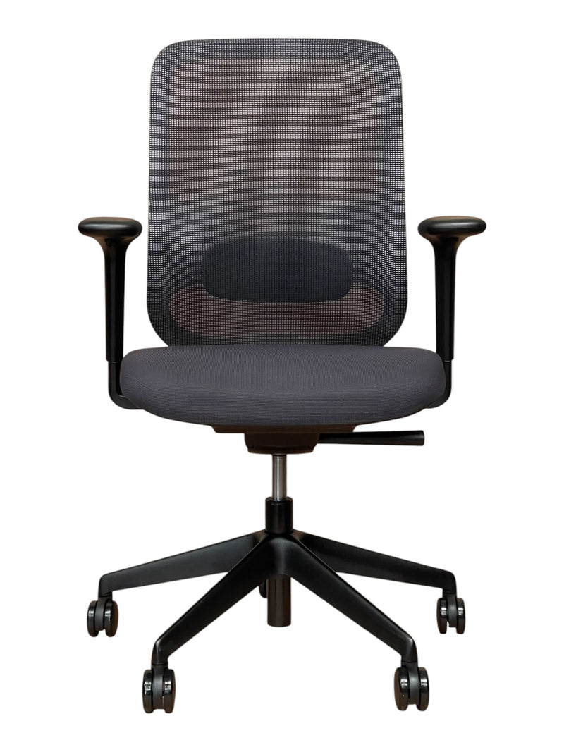 Orangebox Do HBA refurbished ergonomic mesh office chair in black and dark grey, front view