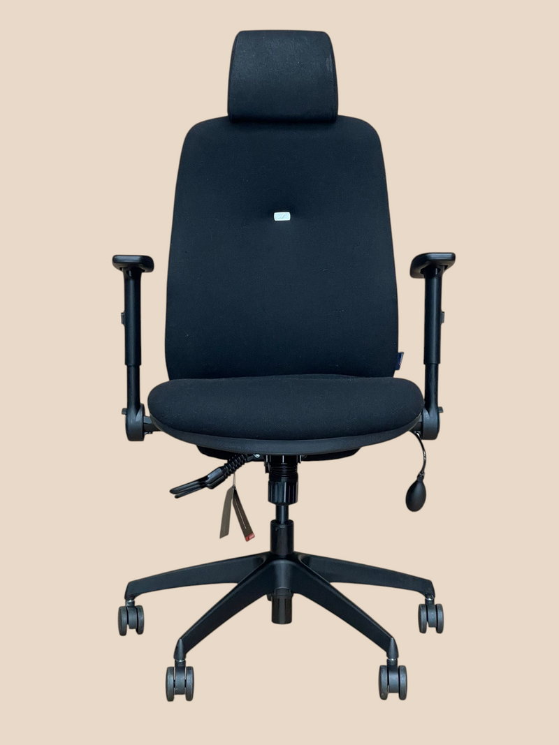 Refurbished Office Furniture Summit Inflexion IF91ADJ black fabric high-back ergonomic chair with adjustable headrest