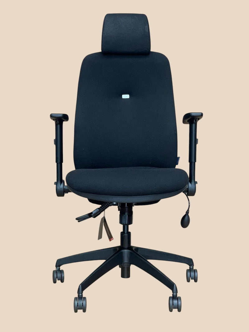 Refurbished Office Furniture Summit Inflexion IF91ADJ black fabric high-back ergonomic chair with adjustable headrest