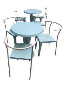 Refurbished Kartell Miss Balù Table & 3 Dr. Glob Chairs – Blue image 2