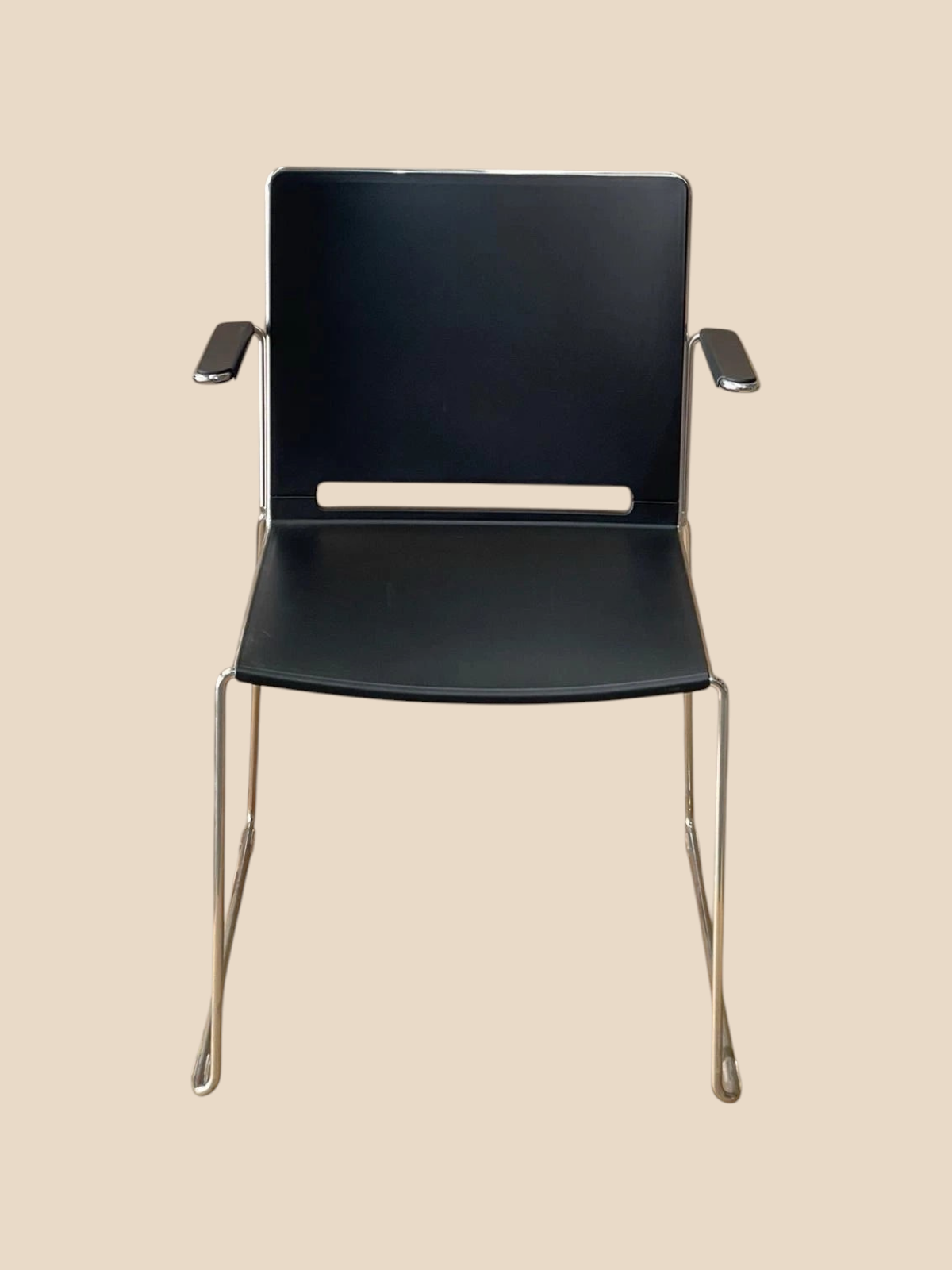 Refurbished Diemmebi LaFilò Stacking Armchair – Black & Chrome