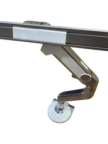 Refurbished Humanscale Dual Monitor Arm Assembly – Silver & White image 2