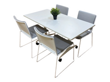 Refurbished White Folding Meeting Table & 4 Upholstered Chairs image 2