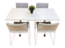 Refurbished White Folding Meeting Table & 4 Upholstered Chairs image 3