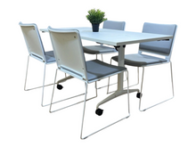 Refurbished White Folding Meeting Table & 4 Upholstered Chairs image 4