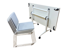 Refurbished White Folding Meeting Table & 4 Upholstered Chairs image 6